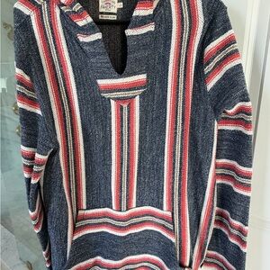 Faherty Navy Heathered Pullover with Red Speckle